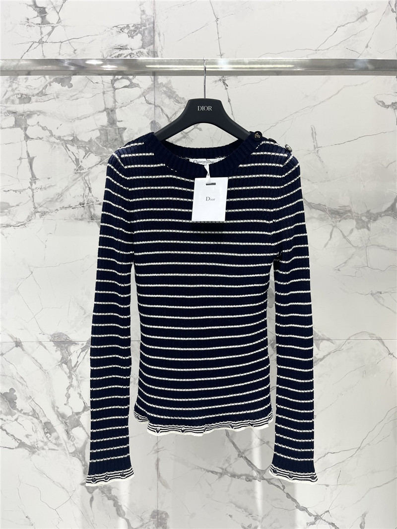 D10r marinière ribbed cotton knit sweater navy
