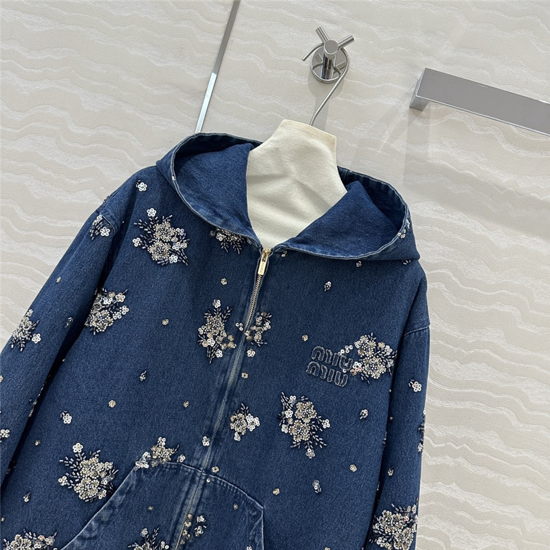 M1um1u cotton hooded jacket