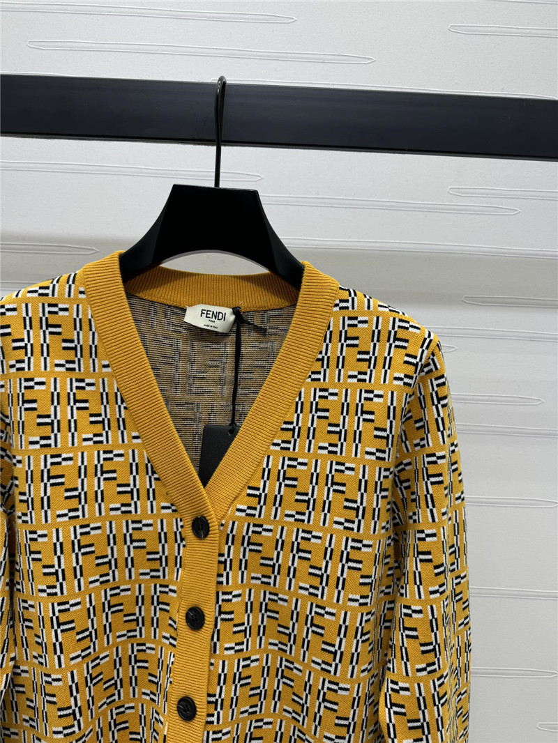 F**di jacquard v-neck cardigan yellow
