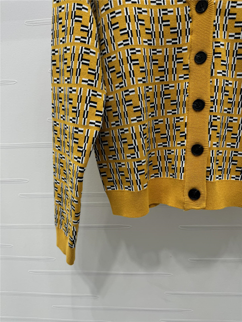 F**di jacquard v-neck cardigan yellow