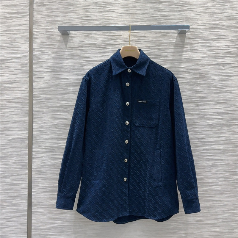 M1um1u jacquard shirt denim jacket