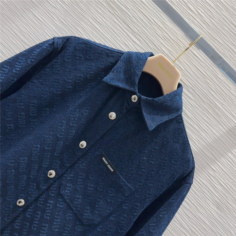 M1um1u jacquard shirt denim jacket
