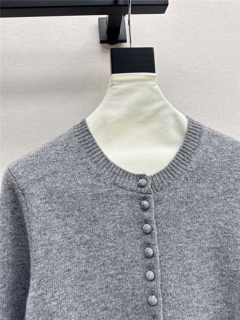 Pra*a triangle logo wool cardigan grey