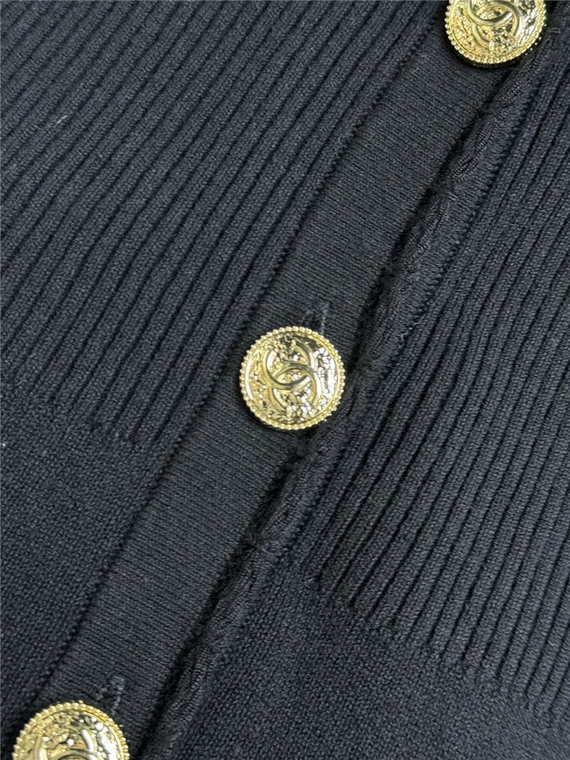 Ch**el v-neck trim wool cardigan black