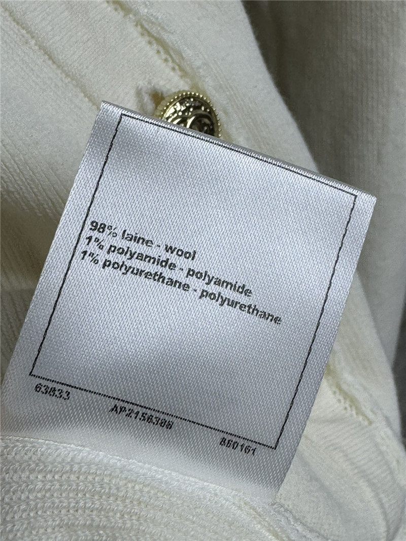 Ch**el v-neck trim wool cardigan white