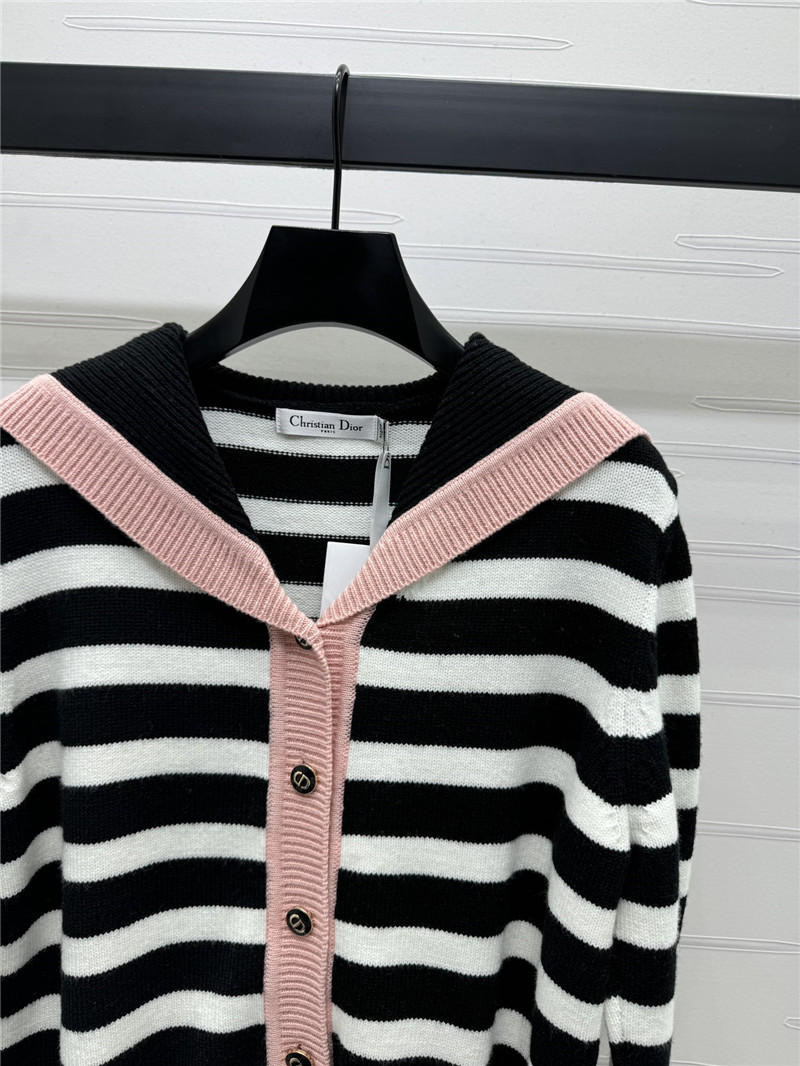 D10r marinière stripe wool cardigan pink