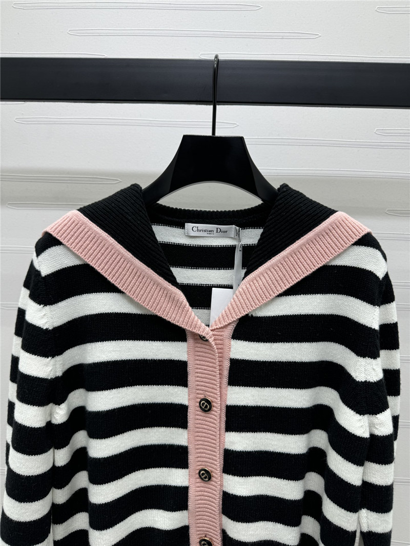 D10r marinière stripe wool cardigan pink