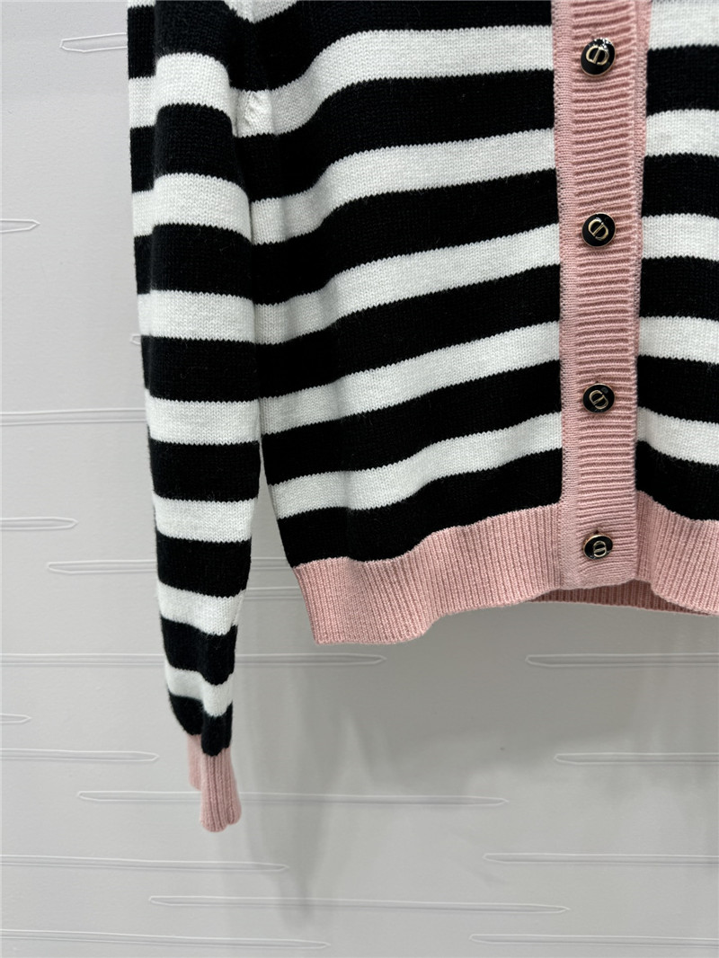 D10r marinière stripe wool cardigan pink