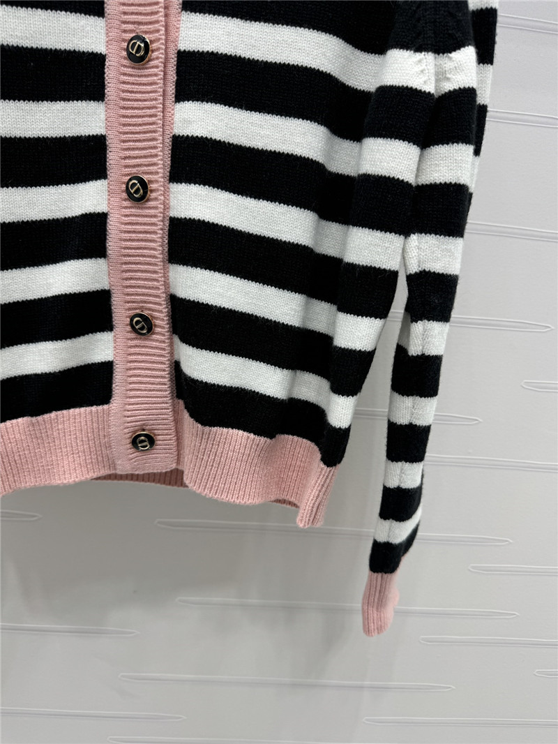 D10r marinière stripe wool cardigan pink