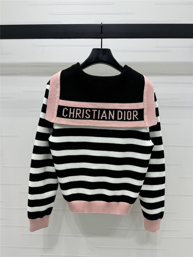 D10r marinière stripe wool cardigan pink