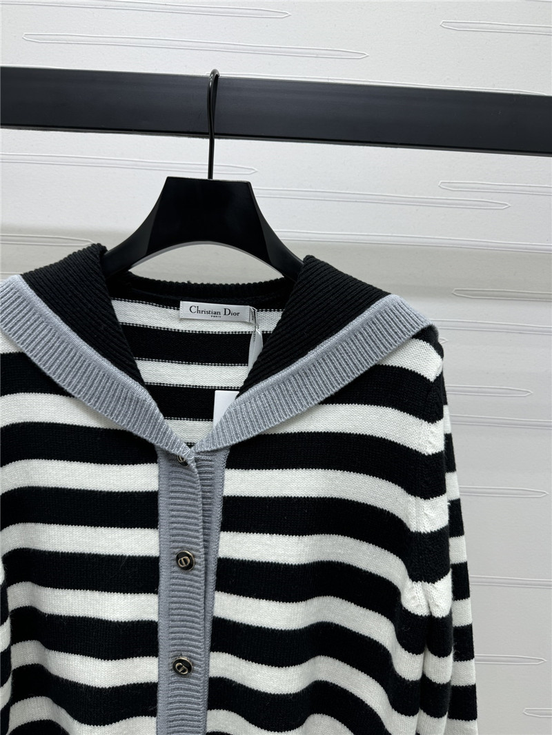 D10r marinière stripe wool cardigan grey