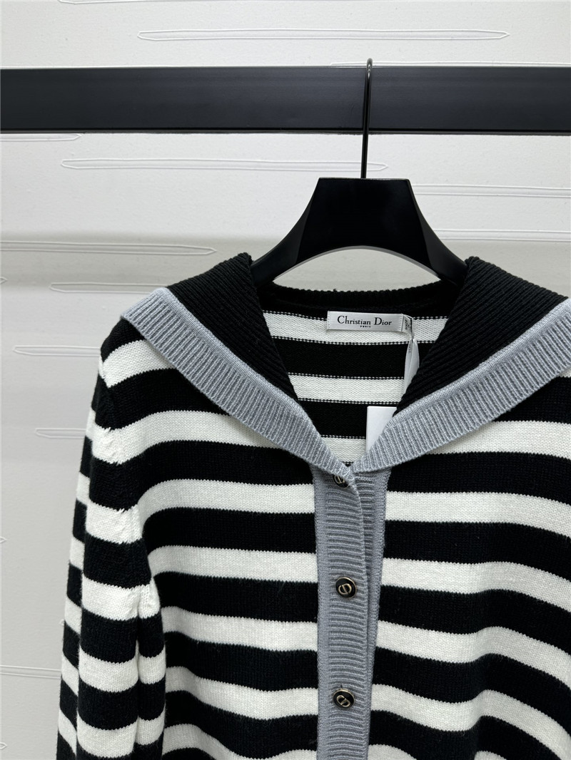 D10r marinière stripe wool cardigan grey