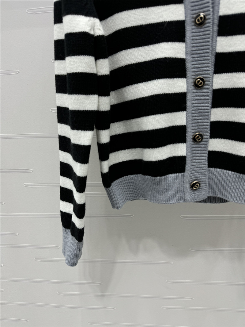D10r marinière stripe wool cardigan grey