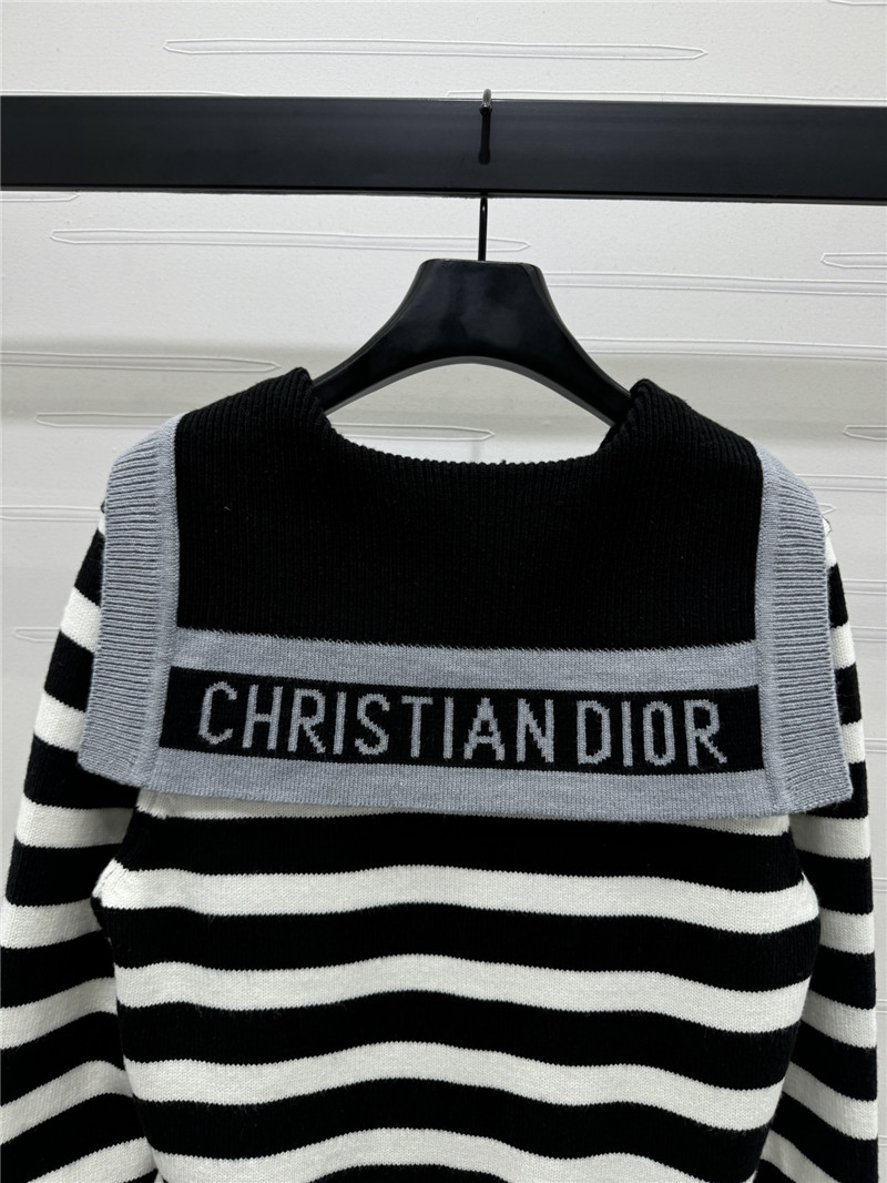 D10r marinière stripe wool cardigan grey
