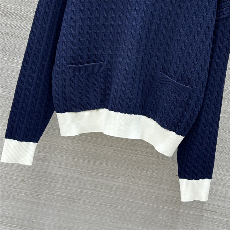 Gvc*1 half-zip cable wool sweater navy
