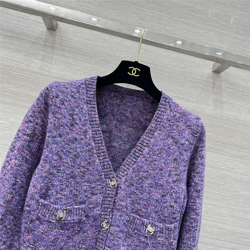 Ch**el short v-neck cardigan in purple