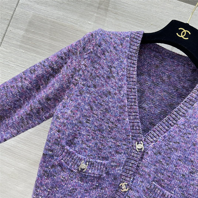 Ch**el short v-neck cardigan in purple