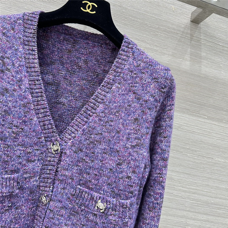 Ch**el short v-neck cardigan in purple