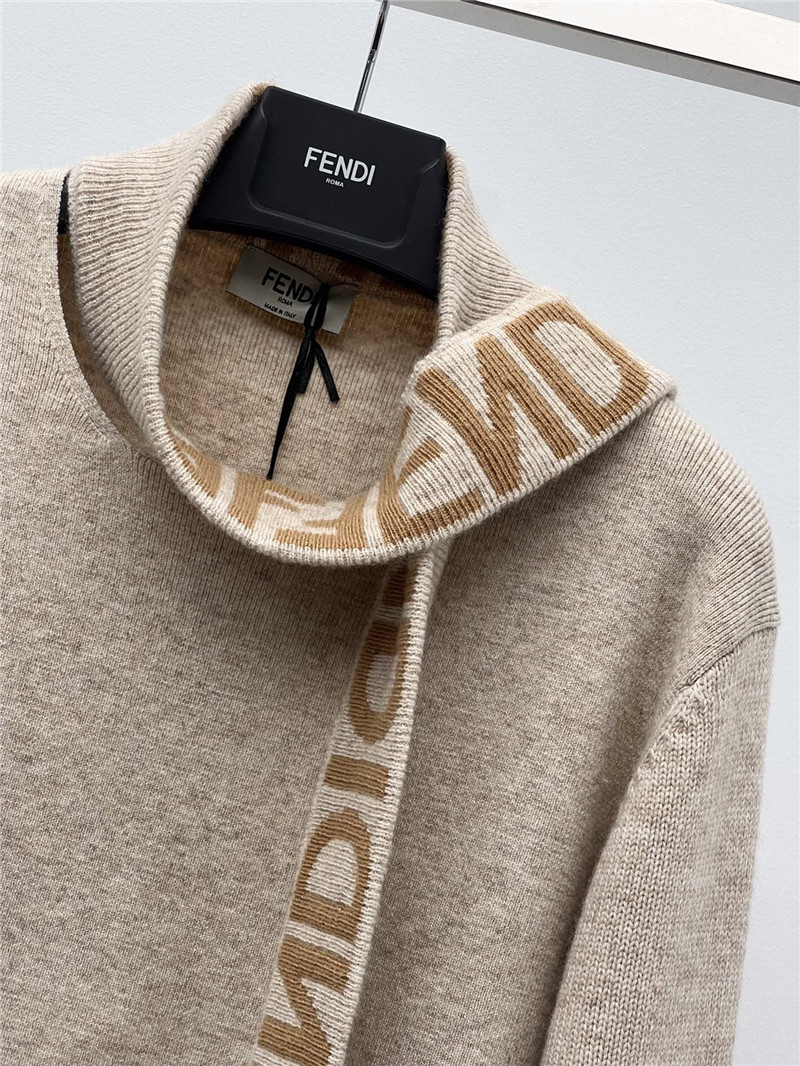 F**di logo ribbon wool sweater beige