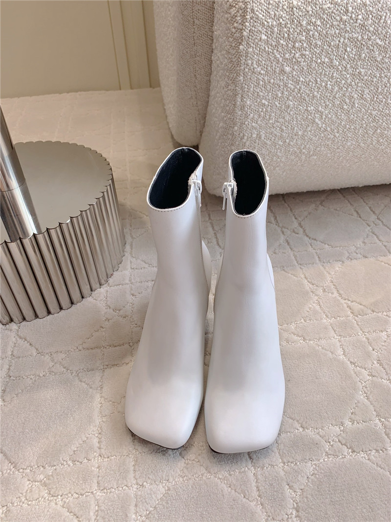 Ferragamo Elina White Calfskin Ankle Boots
