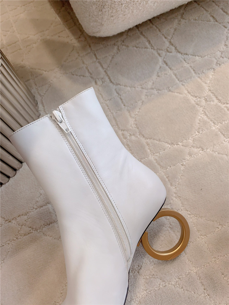 Ferragamo Elina White Calfskin Ankle Boots