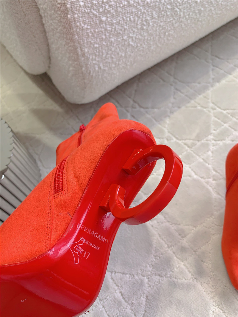 Ferragamo Rose Red Elina Calfskin Ankle Boots