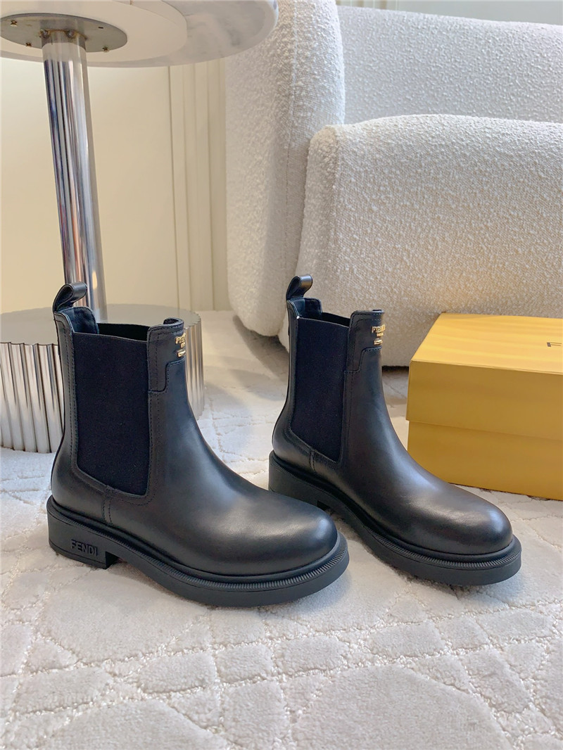 F**di leather filo biker boot in black