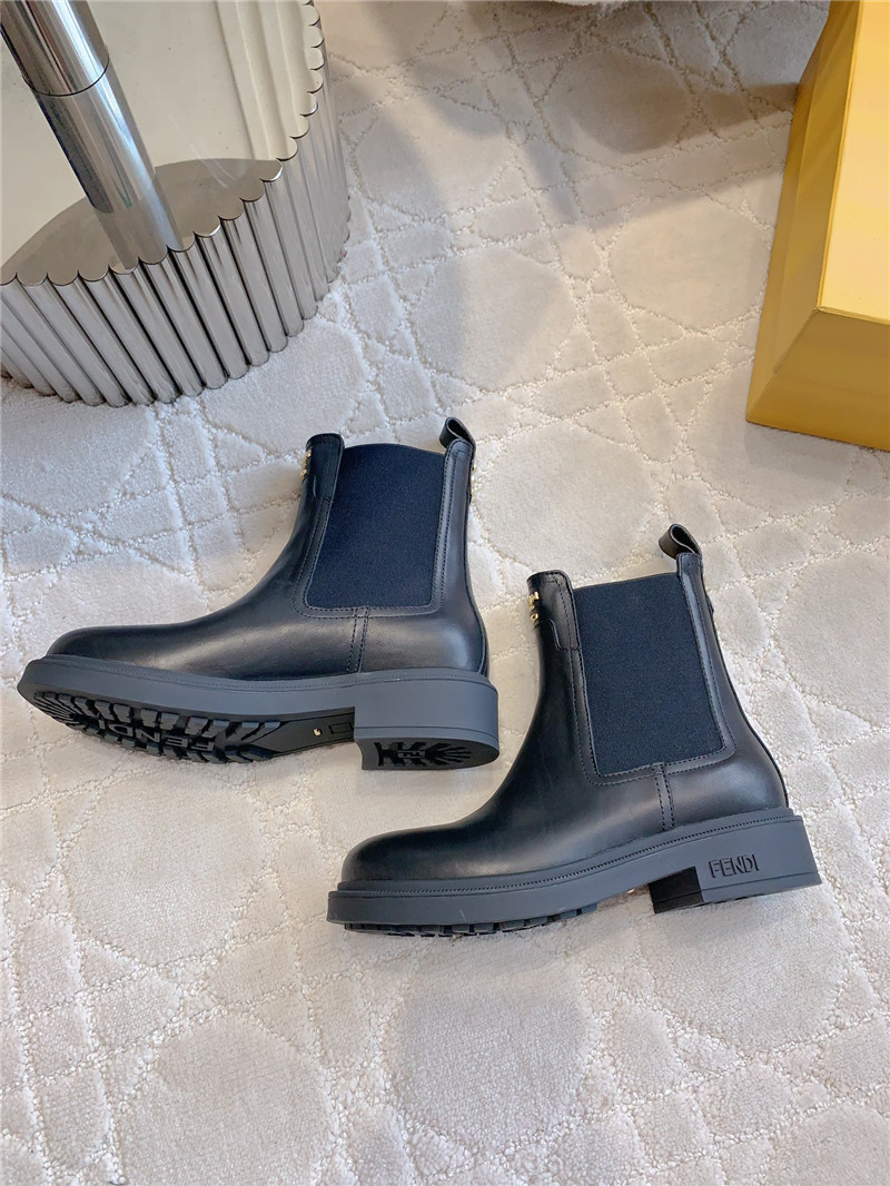 F**di leather filo biker boot in black