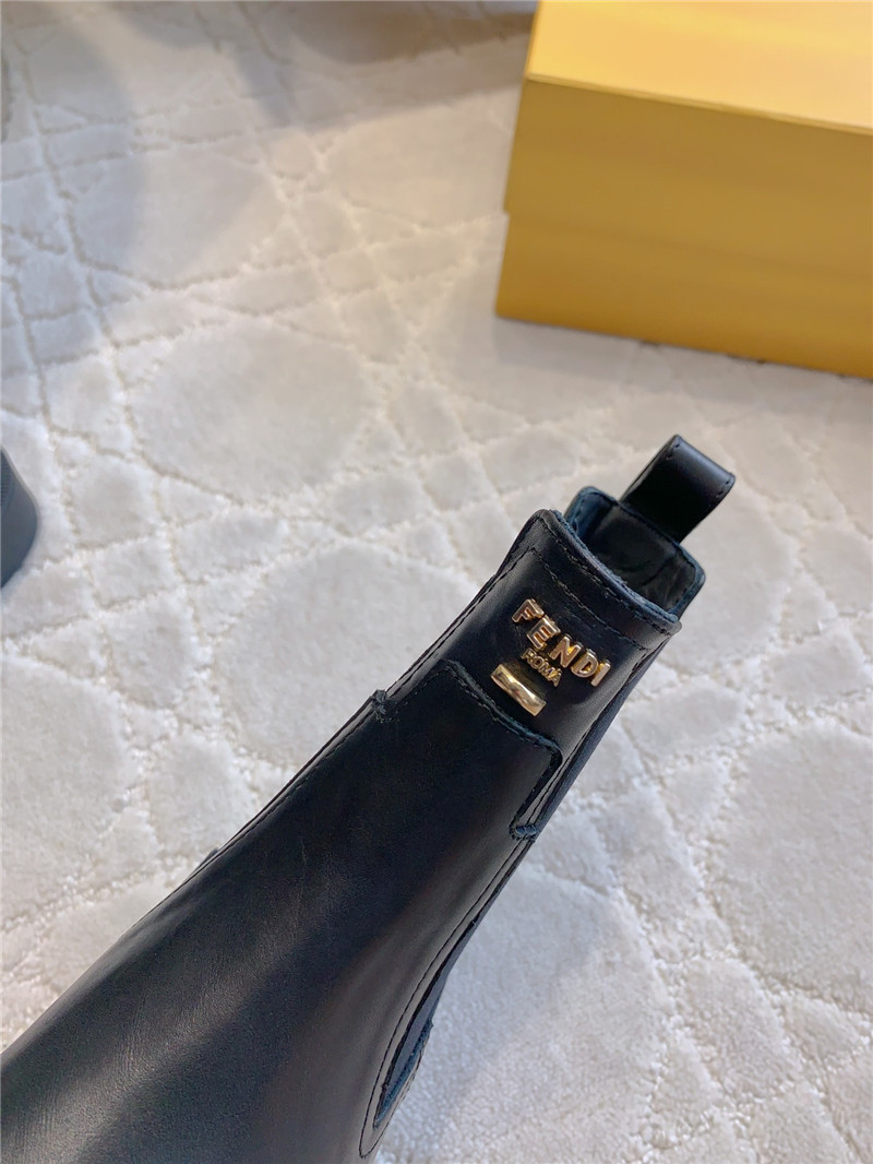 F**di leather filo biker boot in black