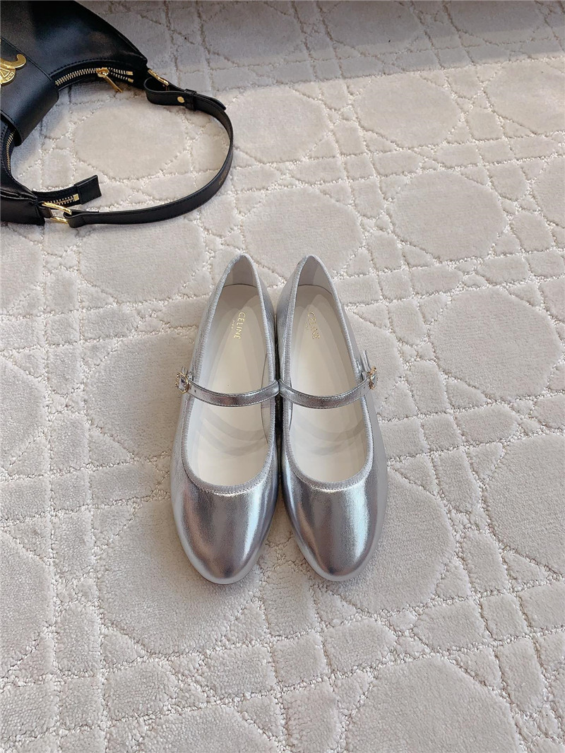 Ce1i*e silver mary-jane ballerinas in calfskin