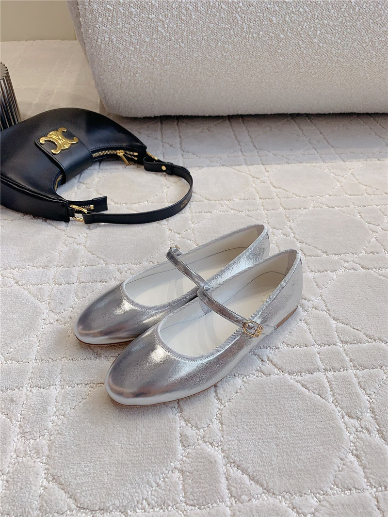 Ce1i*e silver mary-jane ballerinas in calfskin