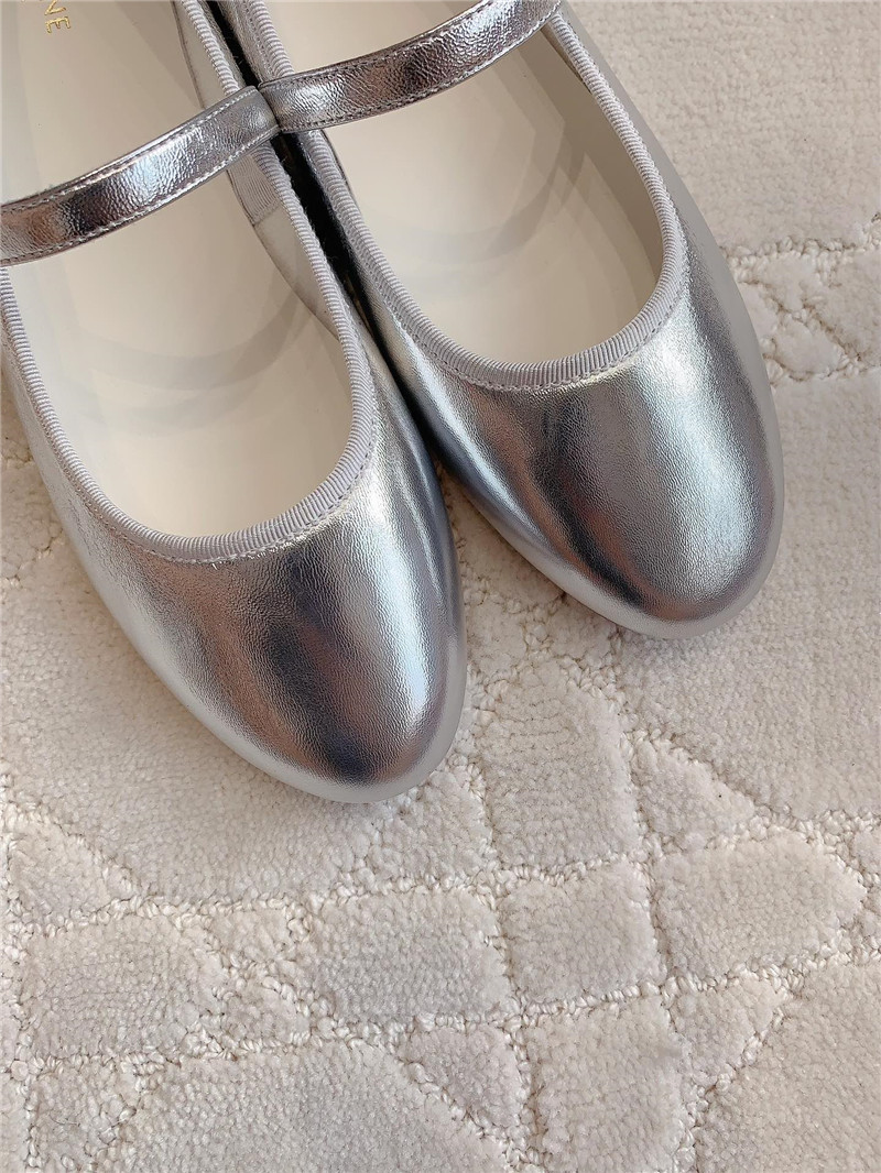 Ce1i*e silver mary-jane ballerinas in calfskin