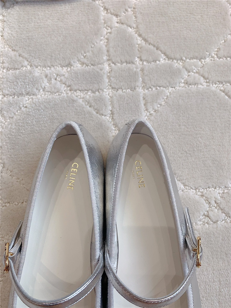 Ce1i*e silver mary-jane ballerinas in calfskin