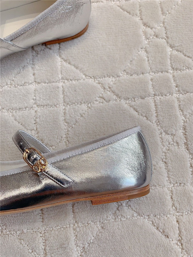 Ce1i*e silver mary-jane ballerinas in calfskin