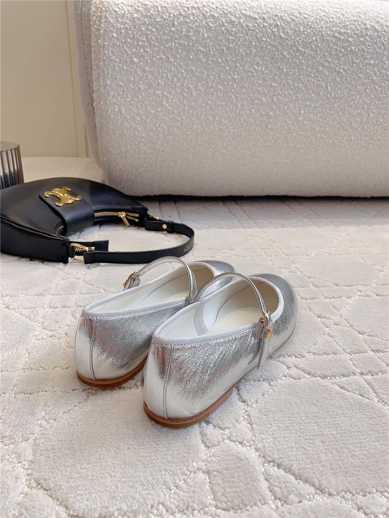 Ce1i*e silver mary-jane ballerinas in calfskin