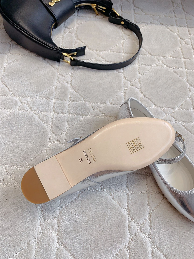 Ce1i*e silver mary-jane ballerinas in calfskin