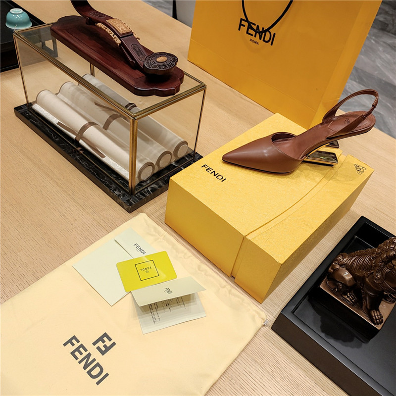 F**di first leather sculpted-heel pumps brown