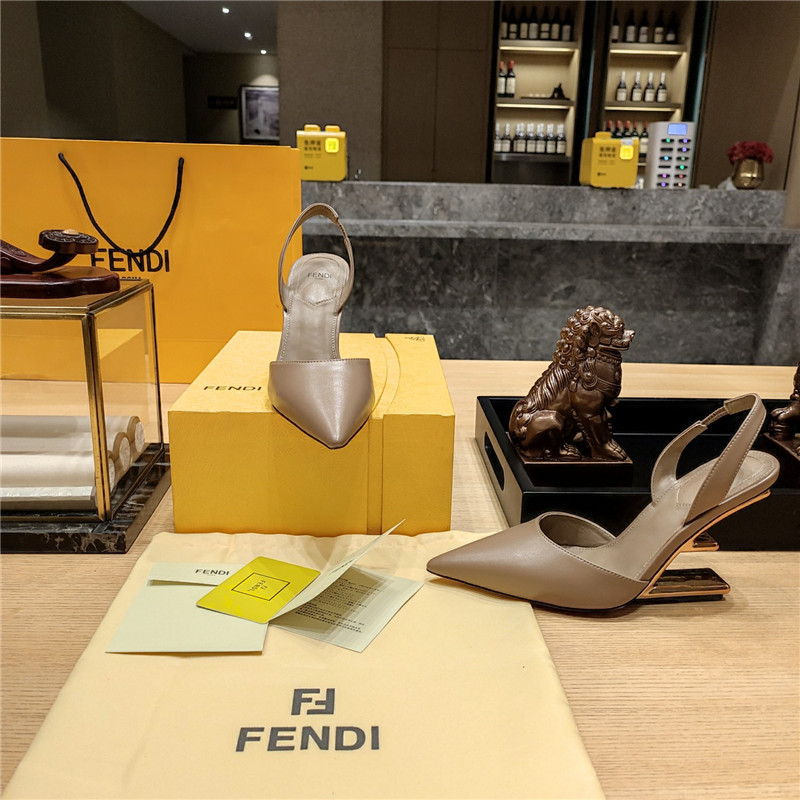 F**di first leather sculpted-heel pumps beige