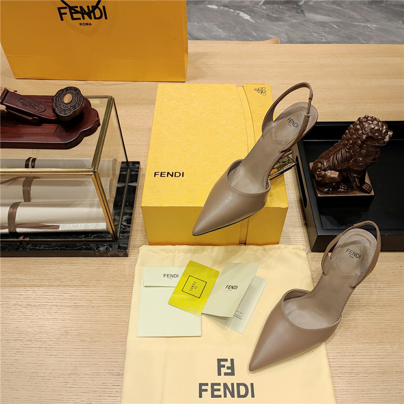 F**di first leather sculpted-heel pumps beige