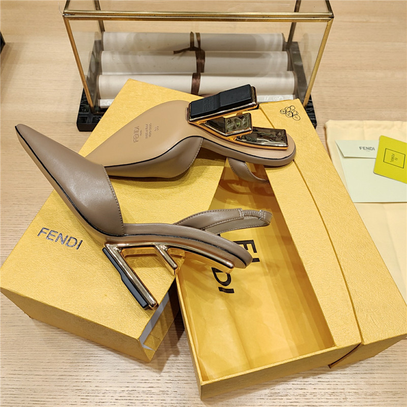 F**di first leather sculpted-heel pumps beige