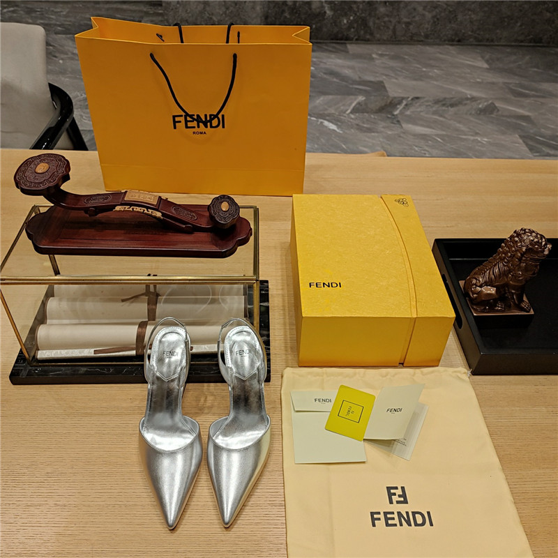 F**di first leather sculpted-heel pumps silver