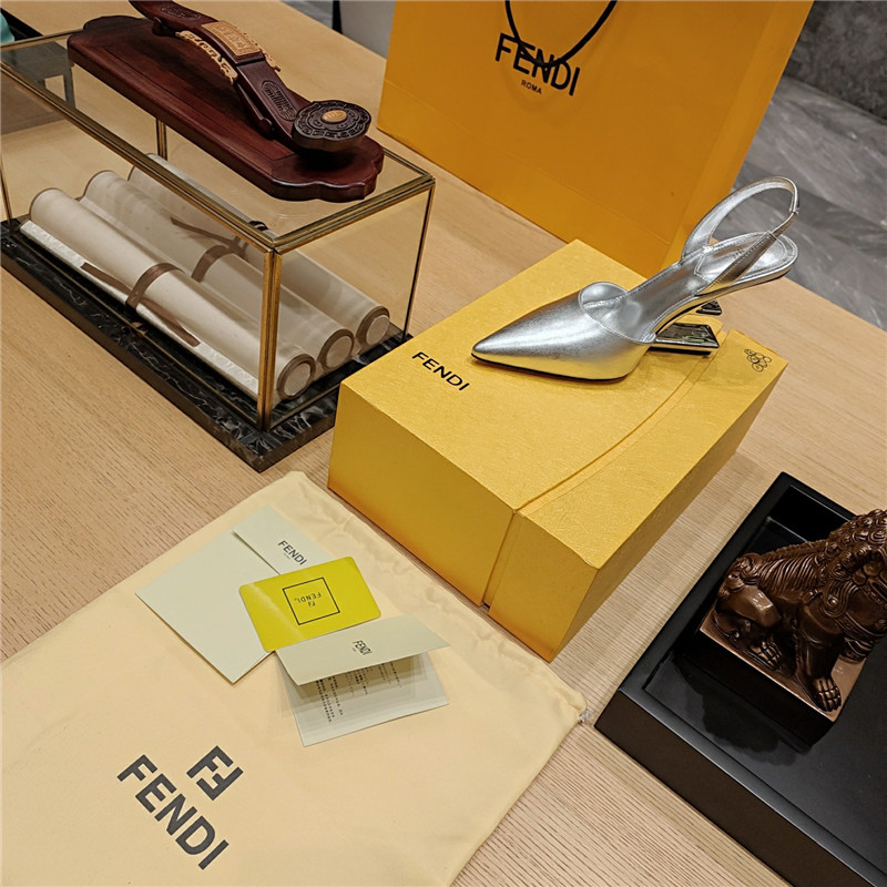 F**di first leather sculpted-heel pumps silver