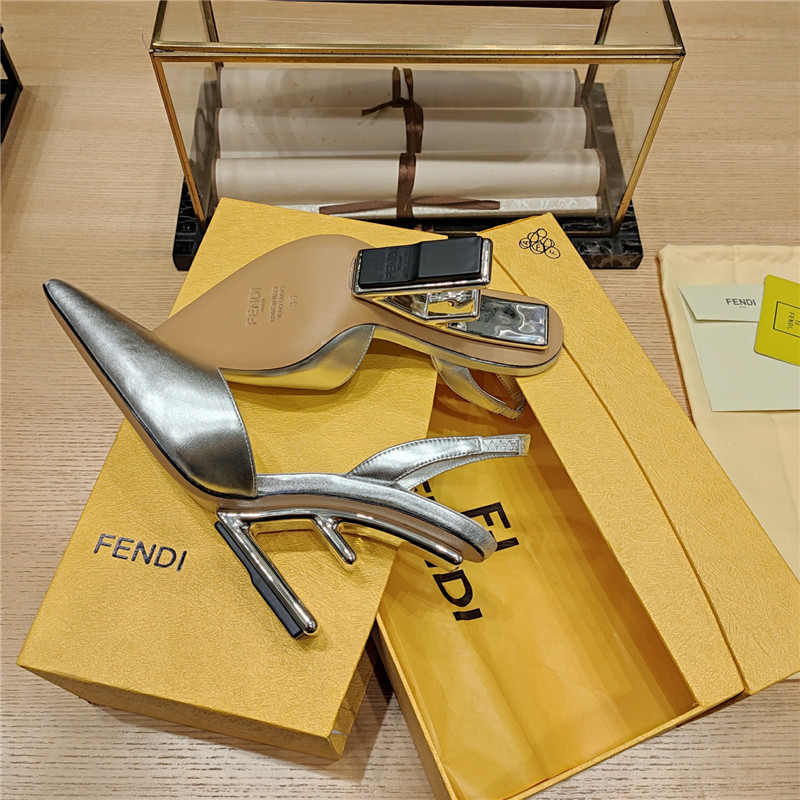 F**di first leather sculpted-heel pumps silver