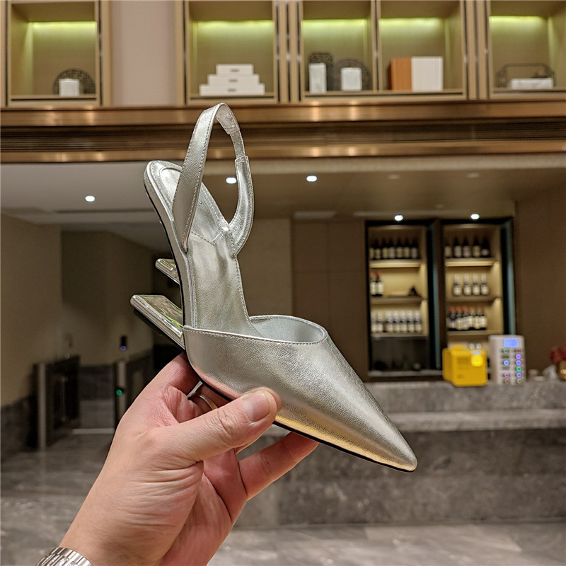 F**di first leather sculpted-heel pumps silver