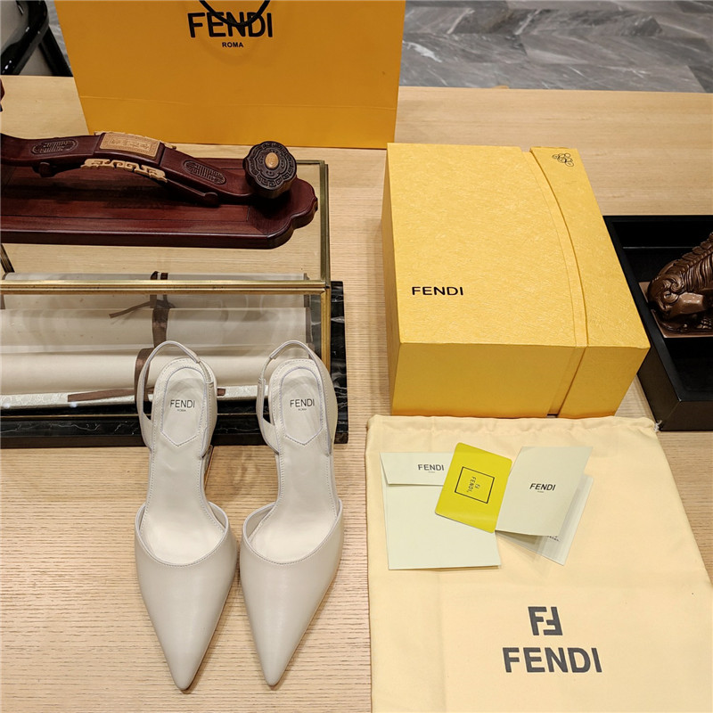 F**di first leather sculpted-heel pumps white