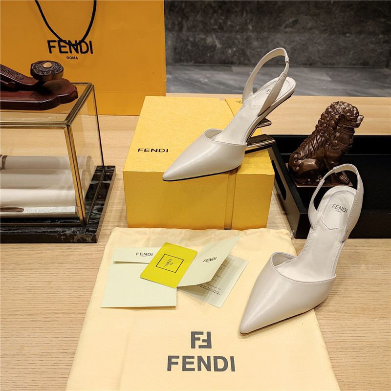 F**di first leather sculpted-heel pumps white