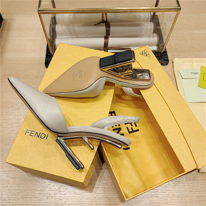 F**di first leather sculpted-heel pumps white