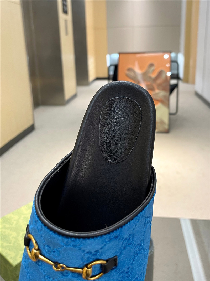 Gvc*1 horsebit mule blue gg suede