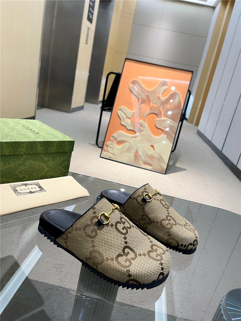 Gvc*1 horsebit mule beige gg print