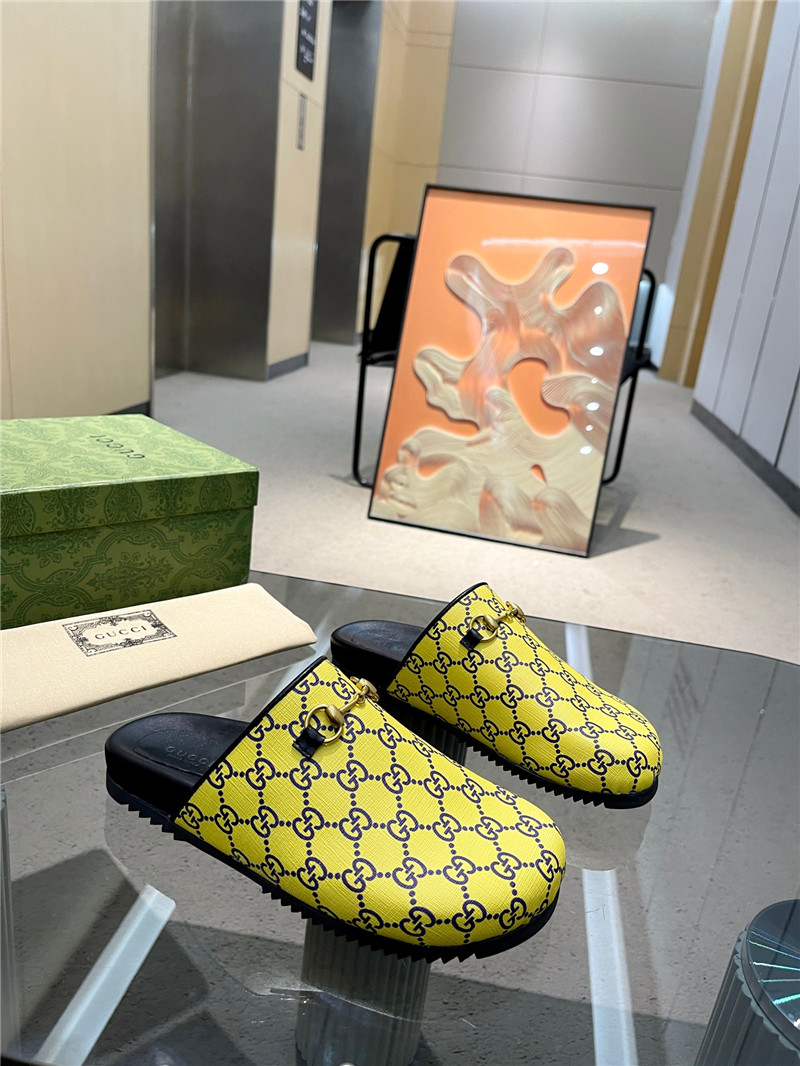 Gvc*1 horsebit mule yellow gg print